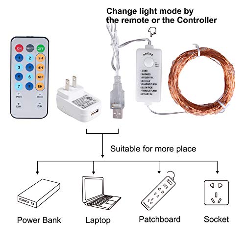 Minetom Usb Fairy String Lights With Remote, 66 Feet 200 Leds Firefly Lights, Copper Wire Starry Lights For Bedroom Wall Ceiling Christmas Tree Wreath Craft Wedding Party Decoration, Warm White #TOP6