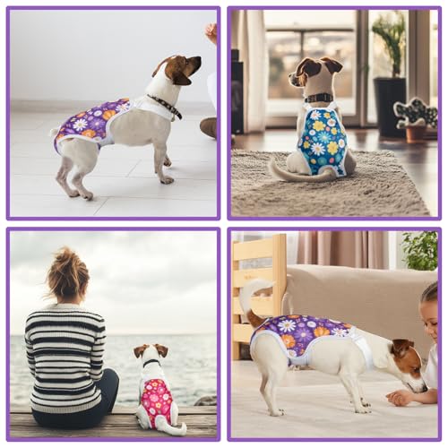 Image of Jollywoods 3 Pack Washable Female Dog Diaper Onesie Sanitary Pantie with Adjustable Suspender, Reusable Fixed Doggie Diapers, Super Absorbent Leakproof for Small Toy Dog in Heat Cycle XS /S