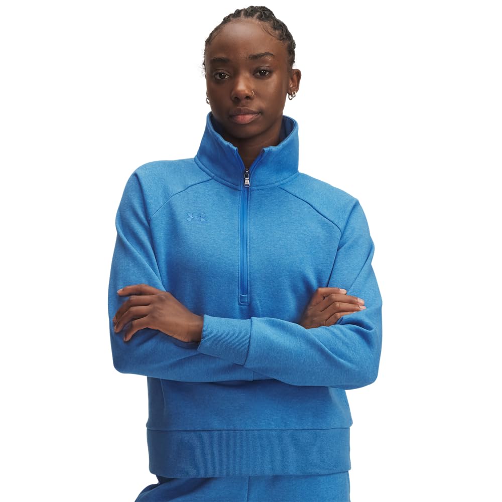 Under Armour womens Rival Fleece Half Zip, (402) Blue Atlantis Light Heather / / Blue Atlantis, XL