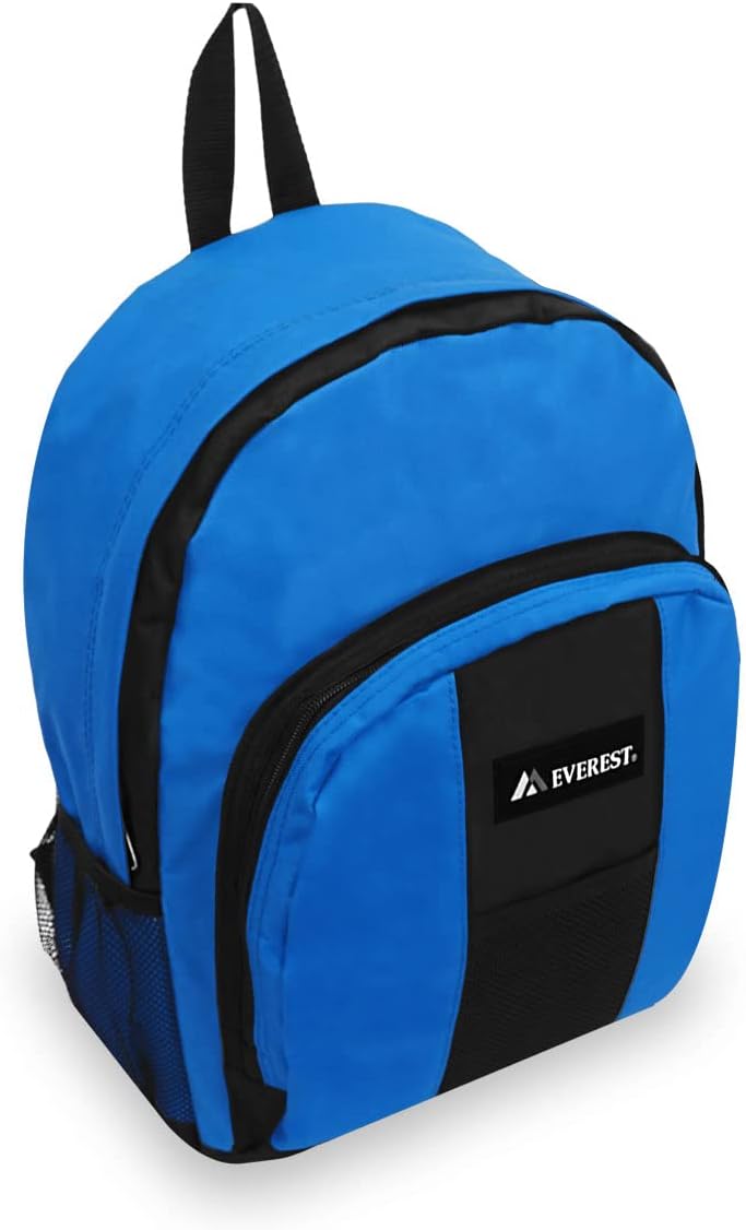 Everest Luggage Backpack with Front and Side Pockets, Royal Blue/Black, Large