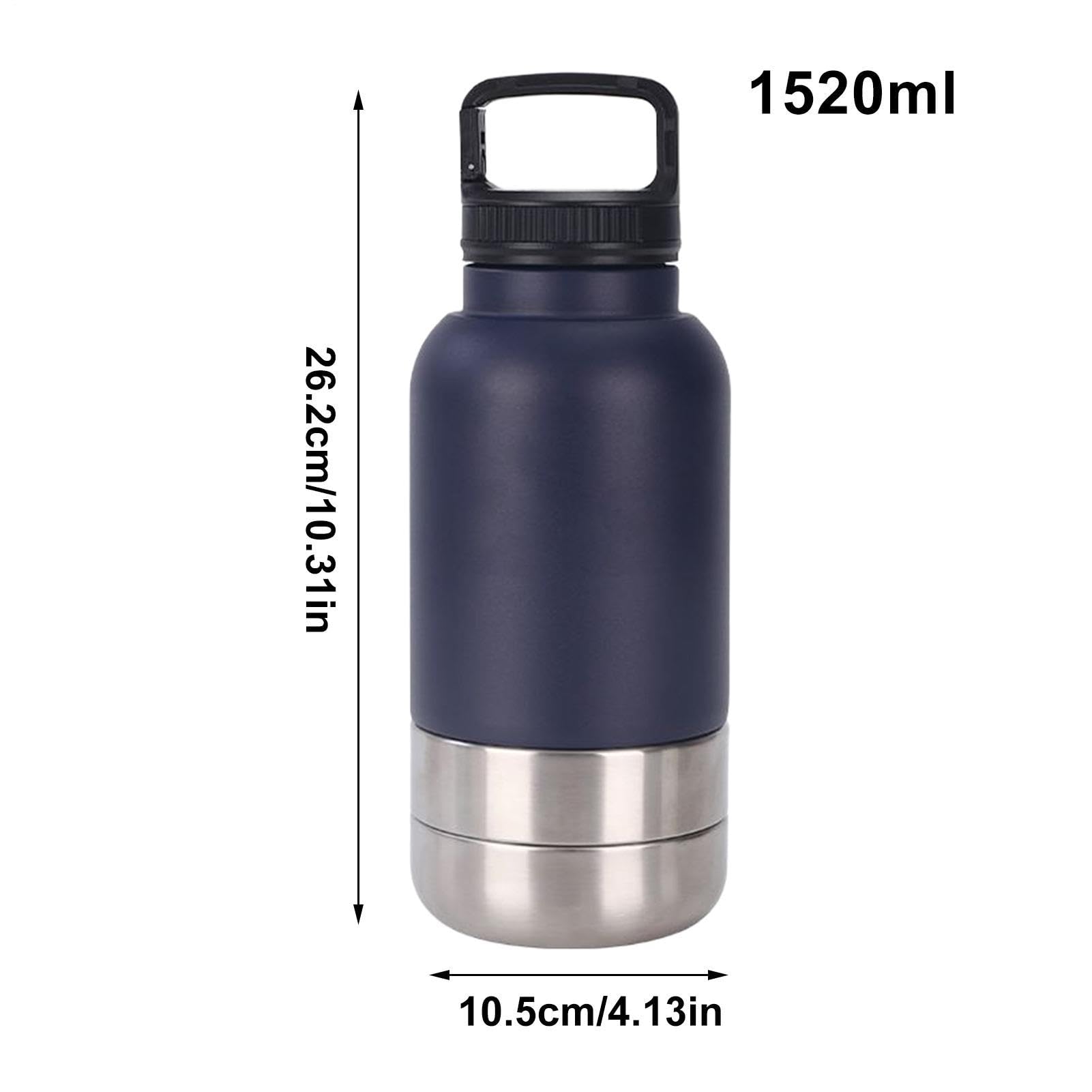 Borraccia Acqua Portatile Animali Contenitore Cibo 1520 ml Animali | Borraccia Sottovuoto Cuccioli Per Escursioni Campeggio Picnic All'Aperto Passeggiate Dormitorio Appartamento