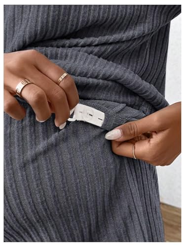 Image of MakeMeChic Women's Maternity 2 Piece Outfits Summer Short Sleeve Rib Knit Tee Top and Short Lounge Sets Clothes
