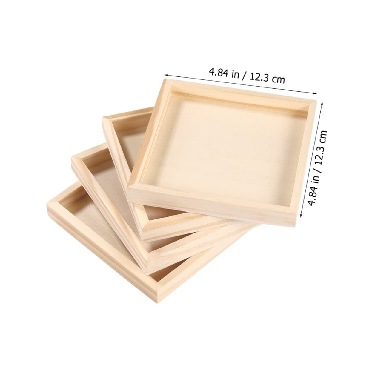 VINTORKY Storage Trays 4pcs Wooden Blocks Toys Unfinished Wooden Serving Tray Puzzle Sorting Organizer