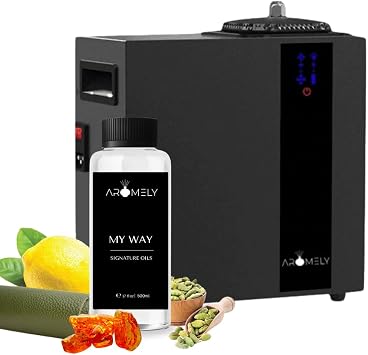 موزع Aromely ARO-MAX الذكي بتقنية البلوتوث HVAC مع زيت عطري My Way سعة 500 مل مستوحى من موزع عطري منزلي فاخر من فندق واحد لأجواء فاخرة