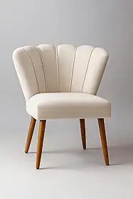 Cadeira Petalla Sala de Estar, Salão Beleza, Luxo Conforto e Elegancia - Suede- (bege) - JRC Móveis