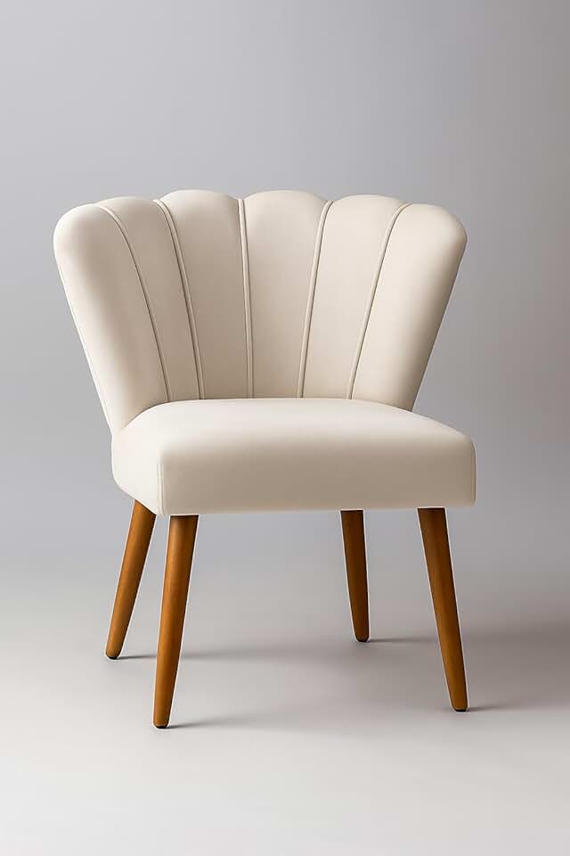 Cadeira Petalla Sala de Estar, Salão Beleza, Luxo Conforto e Elegancia - Suede- (bege) - JRC Móveis