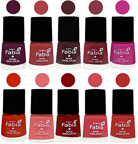 Image of ALL IN ONE (PACK OF 10), Long Lasting Glossy Nail Polish, 6 ml Each, All Vibrant Colours,02217