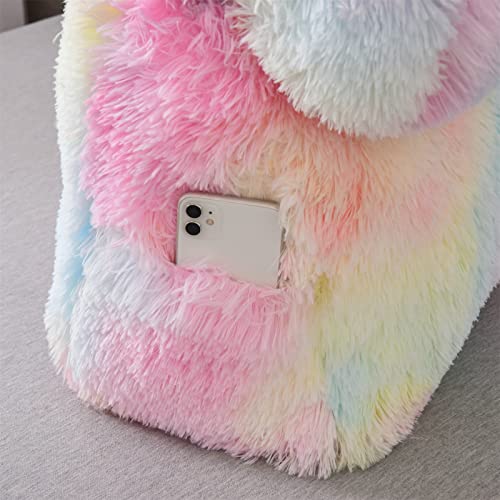 A Nice Night Faux Fur Reading Pillow Bed Wedge Shaped Adult Children Backrest For Reading, Gaming, Watching - With Adjustable Neck Pillow,Pink #TOP5