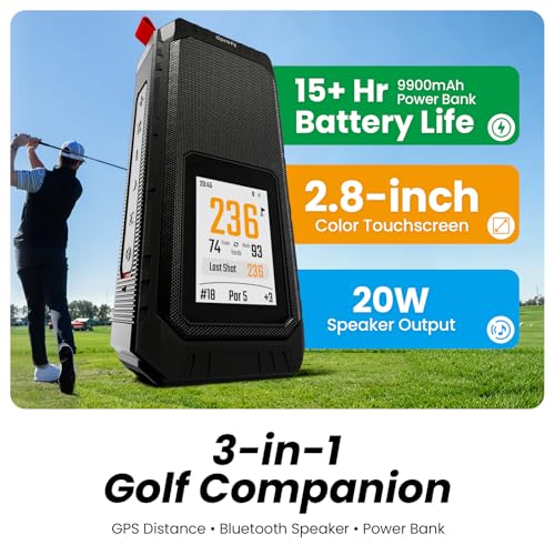 Image of Dprofy Magnetic Golf GPS Speaker Work with Dprofy App, 2.8 inch Touchscreen Display, Visual & Audible Distances, IPX6 Waterproof, 15+ Hour Battery, Adjustable Screen Color, Hazard Detection