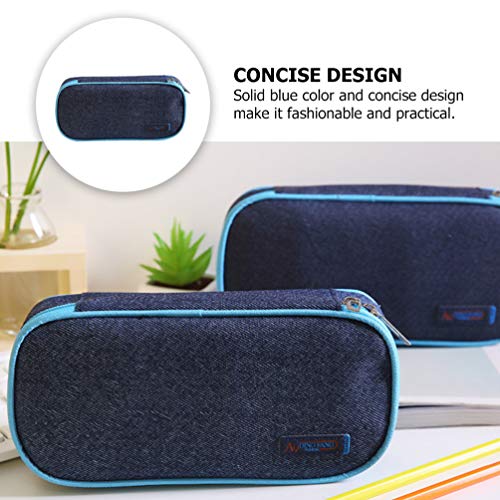 STOBOK Bolsa para LÃ¡pis Denim Estojo para Caneta de Lona Recipiente de Armazenamento de LÃ¡pis Esto