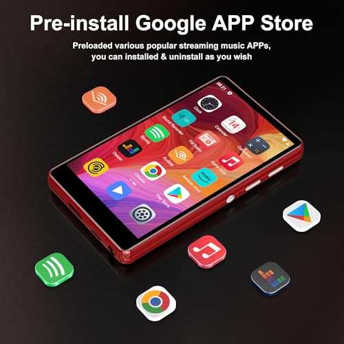Image of 80GB Music Player, MP4 MP3 Player with Bluetooth and WiFi with 4-inch IPS Touch Screen Digital Audio Players, M503 Pro Spotify Player with Amazon Music, Audible, Chrome Browser, Support Up 512GB Red