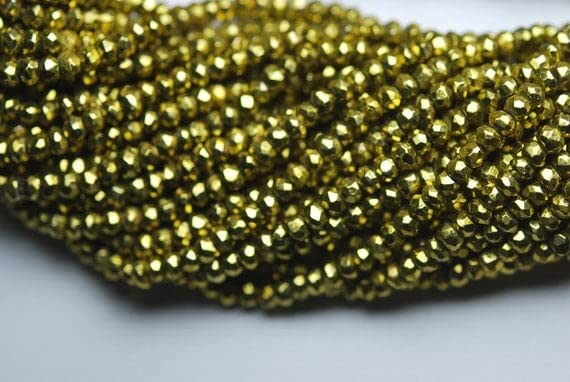 Pyrite verte dorée mystique perles 3.5mm régulières facettées pour éviter les bijoux ternes