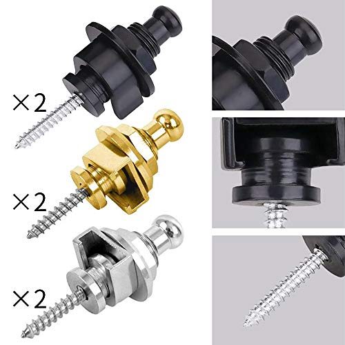 C Cltein Guitar Strap Lock Set, Heavy Duty Metal Guitar Strap Button Strap Locking System Hold Tight With Easy Remove Screw And Retainer System #TOP3