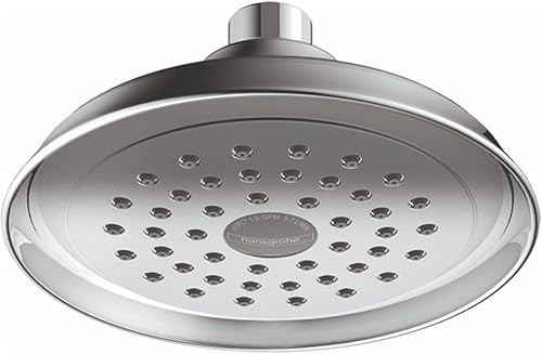 hansgrohe Joleena 04780000 - Cabezal de ducha de transición de 6 pulgadas, 1 pulverizador completo con QuickClean en cromo, 04780000