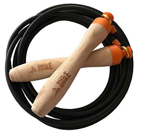 Rike Gear Jump Rope Adult â€“ Exercise Jumprope for Women, Men - Jump Ropes - Non Slip Wooden Handles, Fast, Fluid Speed Jump Rope, Fully Adjustable Kids Jump Rope - USA Made - Free Velvet Pouch