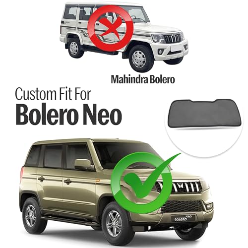 Image of Autofact Dicky Curtain for Bolero Neo | Custom Fit Rear Windshield Sunshade | Foldable Mesh | Privacy & Cooling Car Accessory | Car Rear Sun Shade UV Block Easy Install Durable Black Mesh