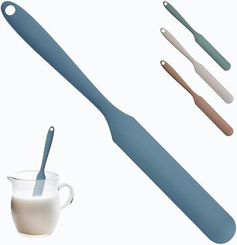 Silicone Jar Spatula,Non-Stick Heat Resistant Kitchen Thin Spatula,Sourdough Stirring Stick,Jam Spreader for Peanut Butter,Cake Cream Butter Spatulas for Scraping Icing Bread Cream Blue