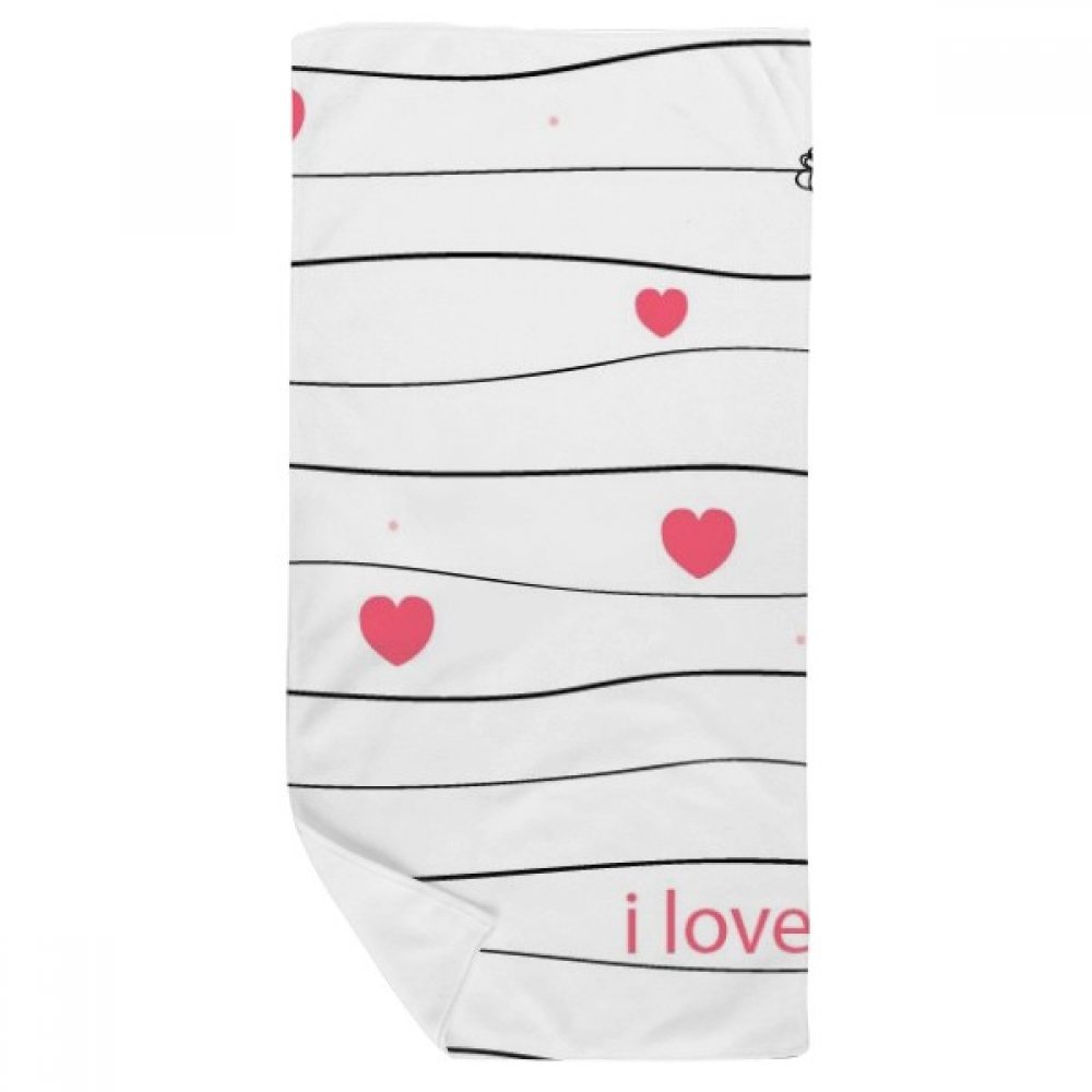 Serviette de bain douce contre la peau irritée motif coeur de rose
