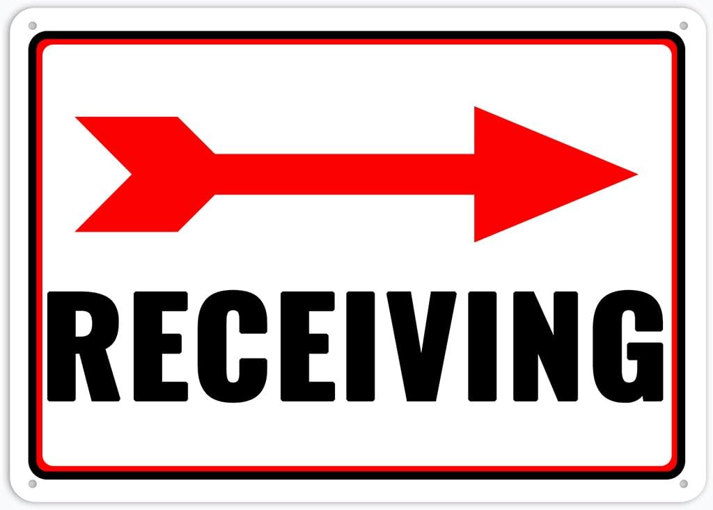8"x12" Tin Metal Sign - Right Arrow Receiving - Decorative Plate For Shop, Yard, Garage, Outdoor Wall