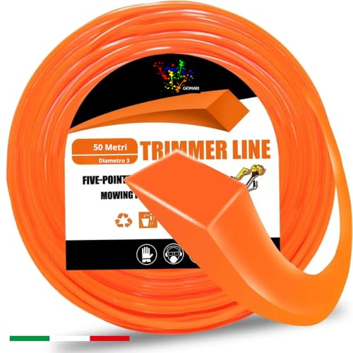 ARMERIAONLINE SINCE 1999 Professional Strimmer Line 50 Metres 3 mm Diameter Nylon Reinforced Orange