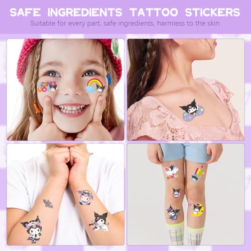 Image of MAYCREATE 4 Sheets Cartoon Temporary Tattoo Stickers for Kids Waterproof | Waterproof Wear, Easy Transfer and Removal, Cartoon Designs, 4 Sheets, Arm and Party Use, Customer Support