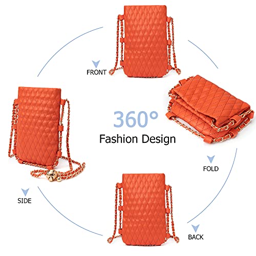 Image of myfriday Mini Quilted Crossbody Purse, Chain Strap Summer Shoulder Bag | Metal ball chain adjuster, snap closure and lightweight phone pouch add cute summer carry for holidays and shopping