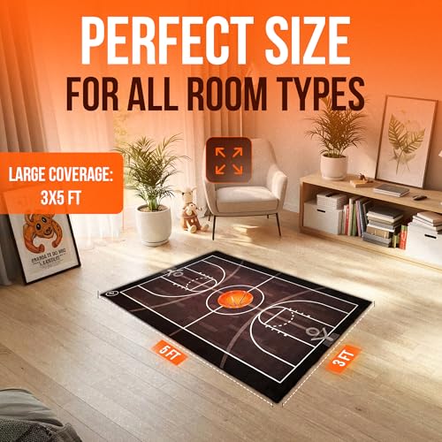 Tapete decorativo para niños diseño de baloncesto 3x5 pies miniatura 2