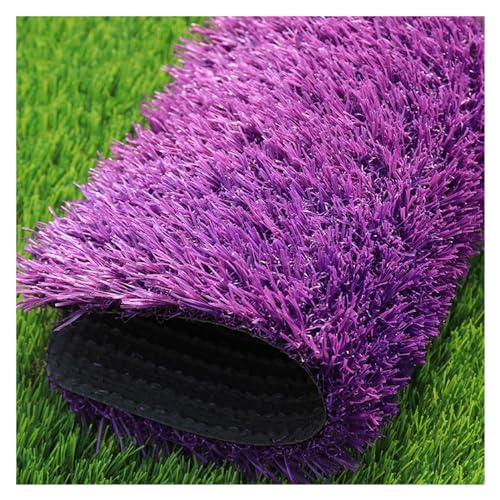 Alfombra de césped artificial sintético morado para jardín al aire libre, parques infantiles, 0.98 pulgadas de grosor, cortable, decoración de césped sintético