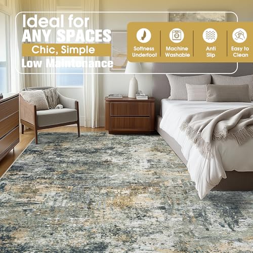 10x14 Area Rugs for Living Room Rug Washable: Abstract Large Rug Indoor Modern Carpet Non Slip for Dining Room Bedroom Nursery Home Office Multi