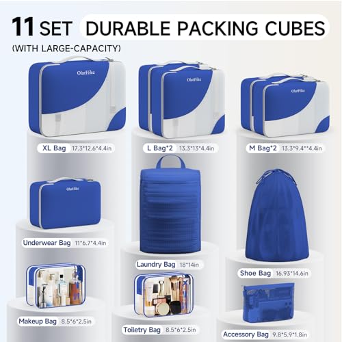 Image of OlarHike 11 Set Packing Cubes for Travel, Gifts for Women Mom,Anti-Tearing Suitcase Organizer with Over 1000 pcs Mesh Holes,Vacation Essentials & Accessories for Cruise Ship