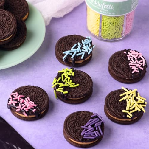 Image of Sweets Indeed Sprinkles 6 Cell Edible Sprinkle Mix Jimmies Perfect for Cake Decorations Baking Ice Cream Cookies Cupcake Topper (Pastel Jimmies)