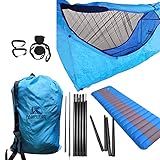 CAMPERIOR Portable Superior Flat Hammock Tent kit-Mosquito Net, Waterproof Rain Fly, Complete Lightweight for Relaxing Ergonomically Camping, Backpacking Outdoor, Travel, Tactical Survival, Back Porch