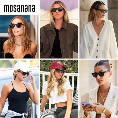 mosanana Trendy Small Cat Eye Polarized Sunglasses for Women Retro Square Narrow Skinny Sun Glasses MS523583
