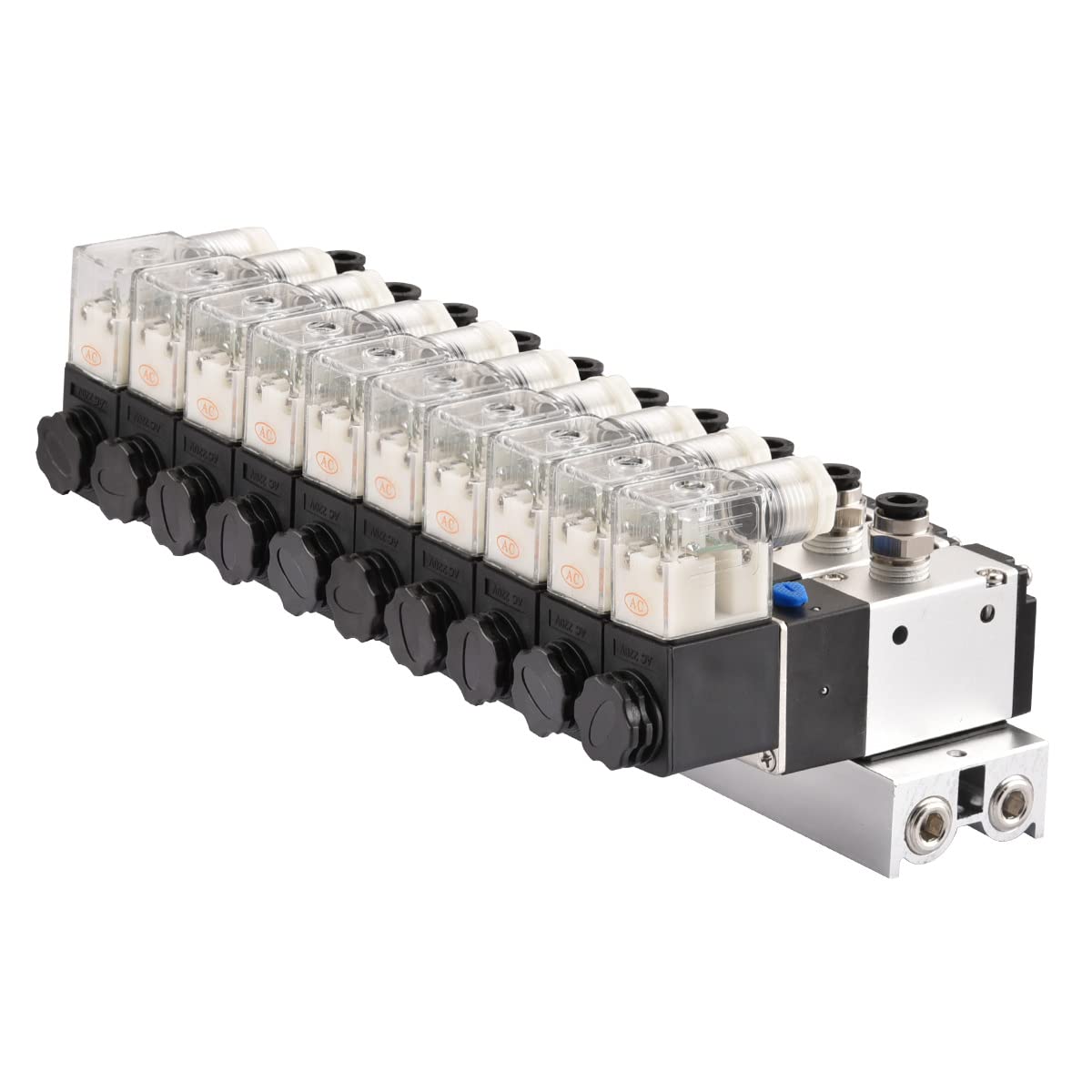 Heschen Válvula solenoide neumática eléctrica 10, 3V210-08, AC220V, PT1/4, 3/2 vías, conjunto de accesorios rápidos de silenciador base colector