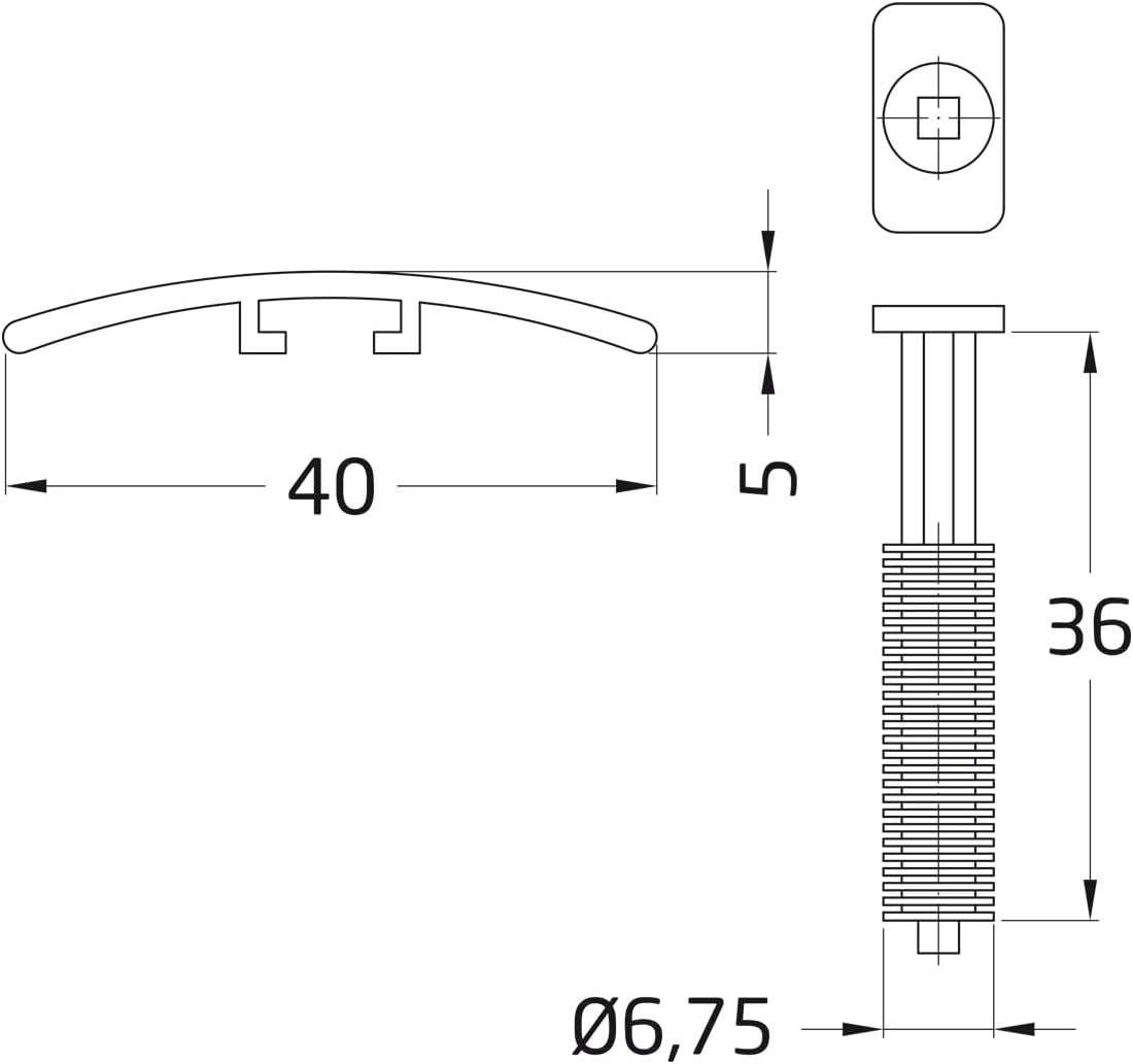 Amig - Flooring Flashing - 720mm x 40mm - Smooth Transition Strip with Pressure Plug - Covers for Wood, Parquet, Deck, Marble and Tile Joints - Gold Aluminum