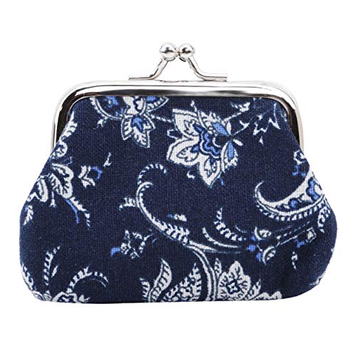 Bigsweety Vintage Blume Geldbörse Kleine Wechselgeldbörse Tasche Kupplung Tasche für Mädchen (Blau) Cover