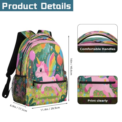 Cute Cartoon Lollipop Unicorn Kids Backpack, Lightweight School Bookbag Large Capacity Laptop Backpack Water Resistant Daypack Shoulder Bag for Teenager Boys Girls2