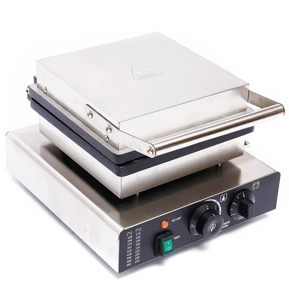 Commercial Round Waffle Maker Electric Mini Waffle Iron, 16 Grids 1750W Nonstick Stainless Steel Round Belgian Waffle Machine, 122-572°F Temp Range for Restaurant, Snack Bar, Food Stall