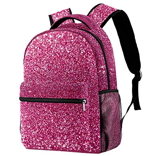 Petit sac à dos rose pailleté pour filles et femmes avec poches