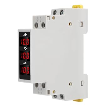 SDM010A 3 Phase DIN Rail Ammeter, AC 80500V 1100A LED Digital Display Mini Modular Ammeter Indicator for 35mm Rail Mounting
