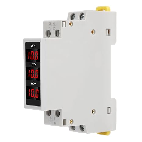 3 Phase DIN Rail Ammeter LED Display 1100A AC80500V with 3 Sensors
