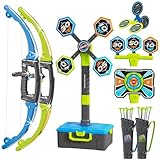 OCHIDO 2 Pack Bow and Arrow for Kids, 3in1 LED Light Up Archery Set with 4 Target, 12 Suction Cup Arrows, Quivers and Storage Box, Indoor Outdoor Sport Games Gifts for Boys 5 6 7 8 9 10 11 12 Year Old
