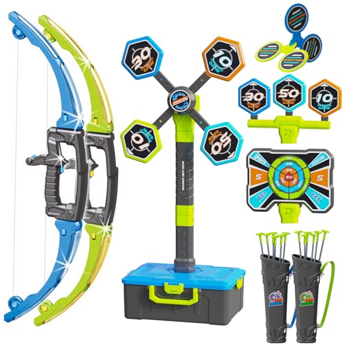 OCHIDO 2-Pack Kids Bow & Arrow Set with LED Lights & Targets
