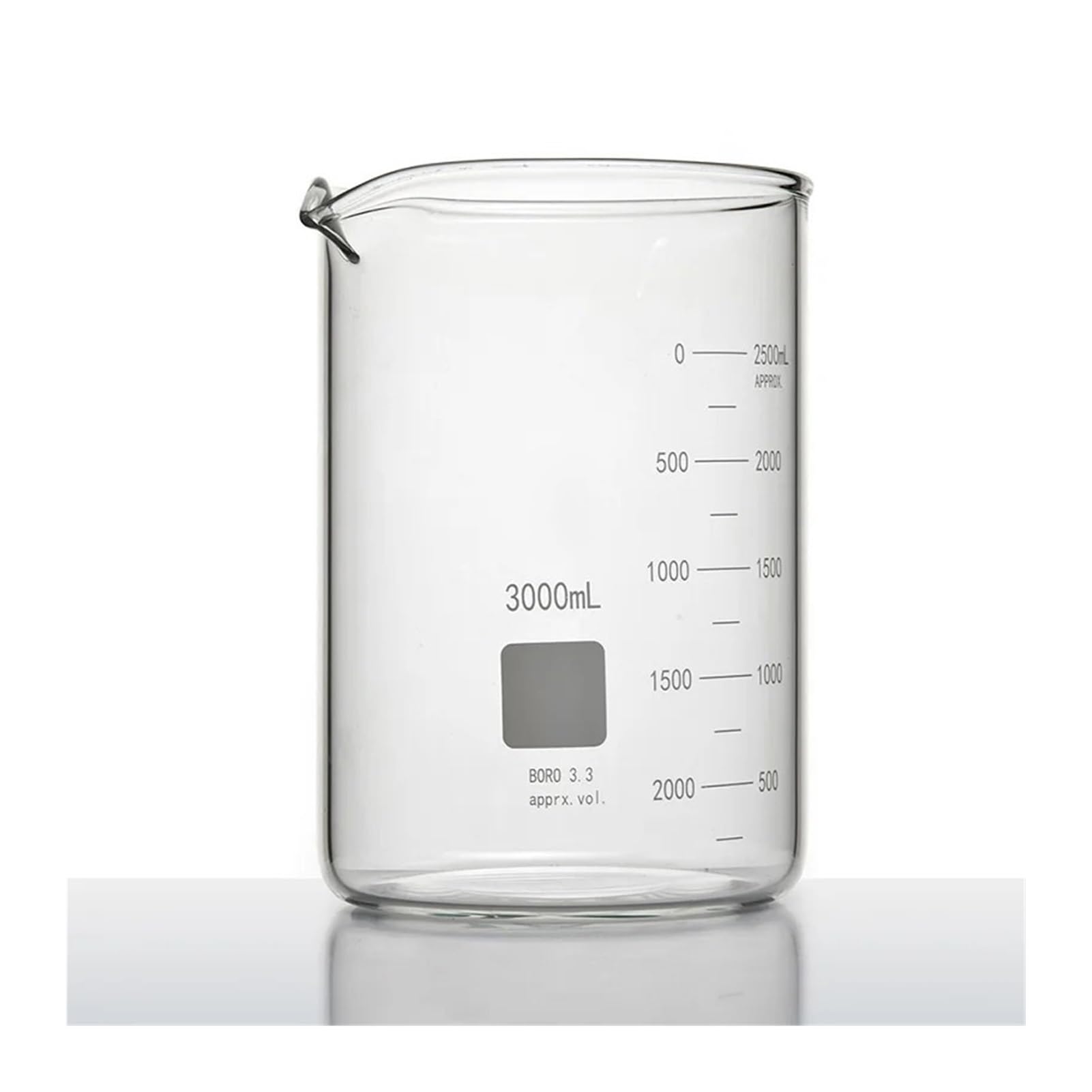 Dickwandiges Becherglas, doppelte Skalenmarkierung, SCHWERWANDIGES Becher, NIEDRIGE Form, ZWEIFACHE Graduierung, Borosilikatglas, B20 B22 B23(1000mL-B231000)