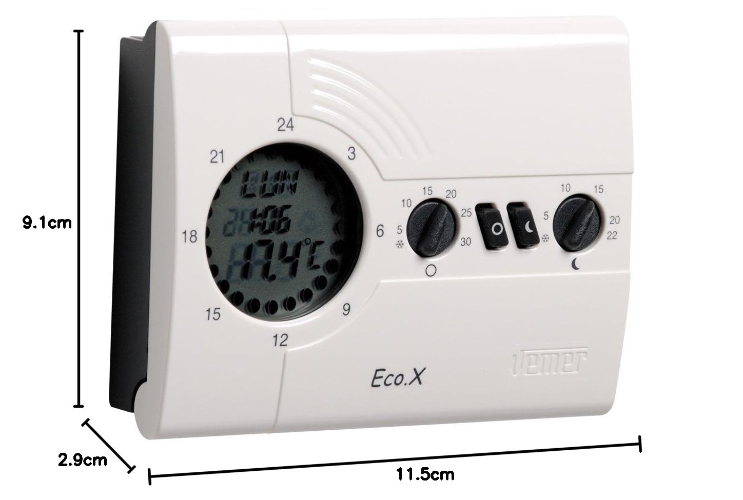 VEMER VN160800 ECO.X-W - Cronotermostato Digitale per Caldaia, Programmazione Settimanale, Alimentazione a Batterie, Bianco