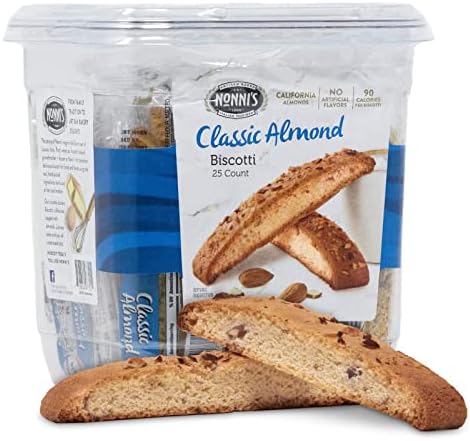 Nonni's Originali Biscotti Italian Cookies - Biscotti Individually Wrapped - Italian Biscotti Cookies Baked Fresh w/ a Hint of Anise & California Almonds - Kosher - 20 oz