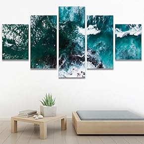 SIGNWIN 5 Panel Canvas Wall Art Coastal Scenery...