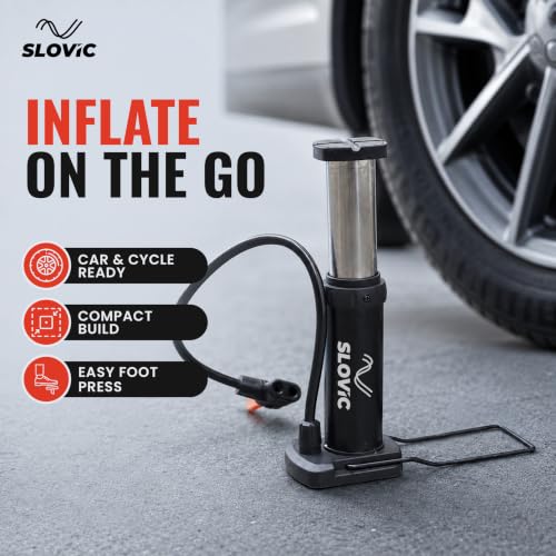 Image of Slovic Cycle Pump for Bicycle, Bike & Car [100 PSI]
