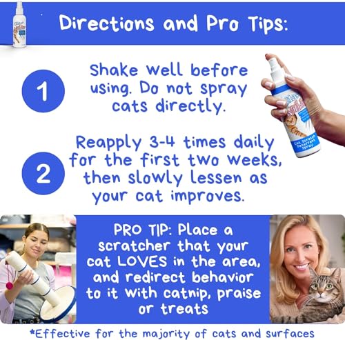 Pet MasterMind Claw Withdraw Cat Scratch Deterrent Spray for Furniture, Rugs, Fabric, Leather, Wool 8oz