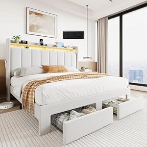 SHA CERLIN Velvet Queen Bed Frame w...